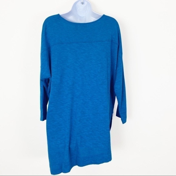 LOGO LORI GOLDSTEIN Blue Drop Shoulder 3/4 Sleeve Lightweight Knit Top Medium - Picture 5 of 7